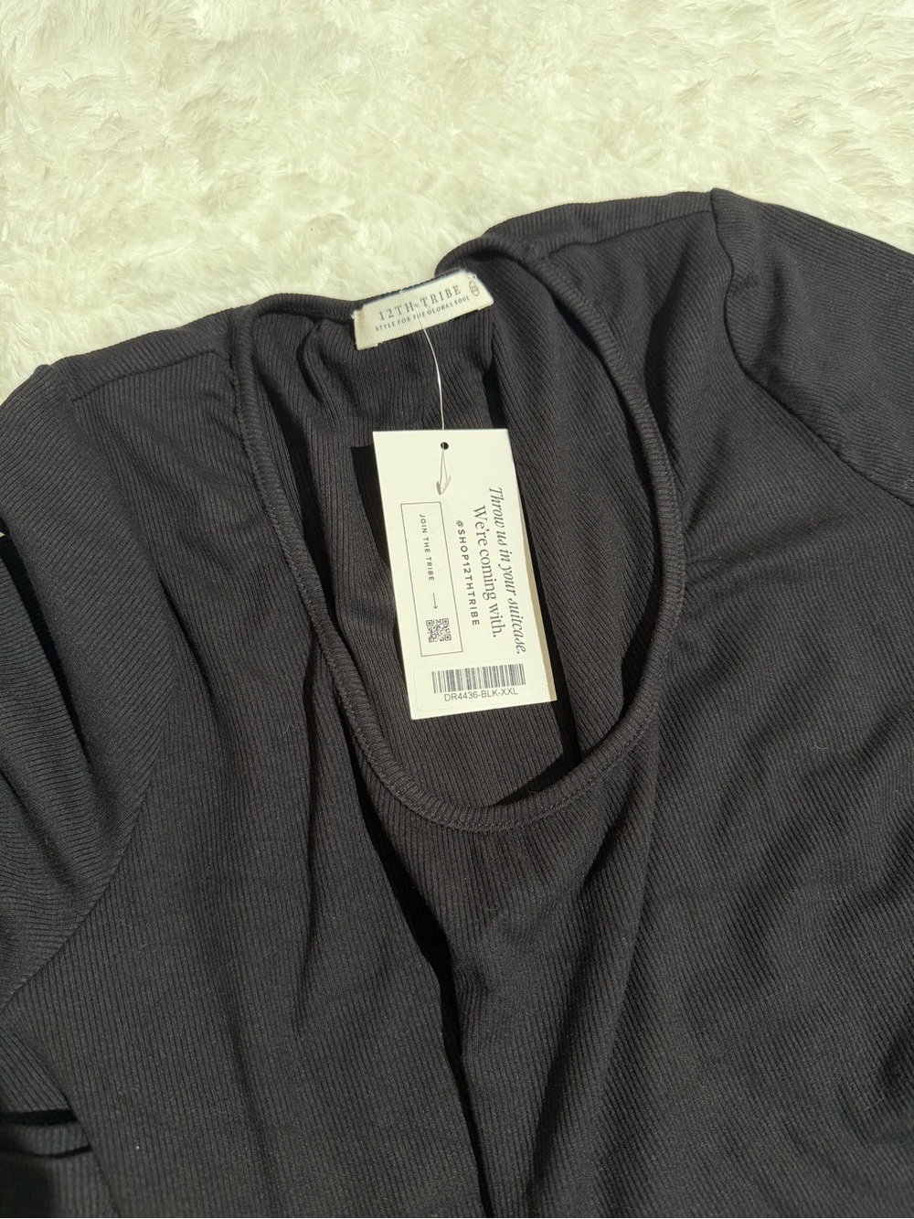 NWT 12th Tribe XXL Gemma Black Long Sleeve Ribbed Maxi Dress Bodycon sweater dre - Picture 7 of 7